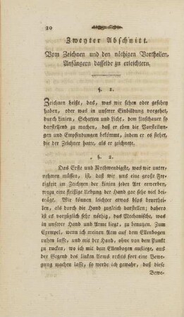 Zweyter Abschnitt. Vom Zeichnen und den nöthigen Vortheilen, Anfängern dasselbe zu erleichtern