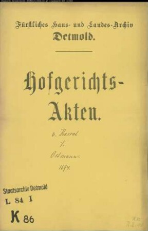 von Kessel, Philipp Abel Bormann gegen Ostmann zu Greste - Schuldforderung