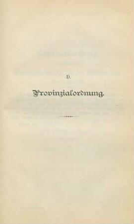 D. Provinzialordnung.