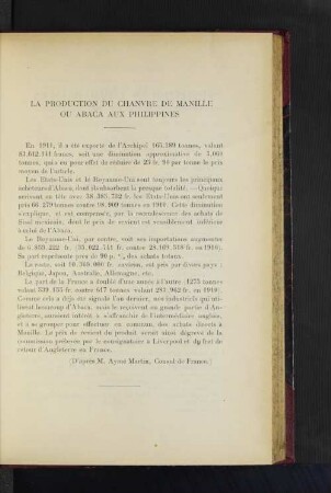 La Production Du Chanvre De Manille Ou Abaca Aux Philippines.
