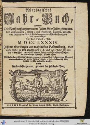 Astrologisches Jahr-Buch.