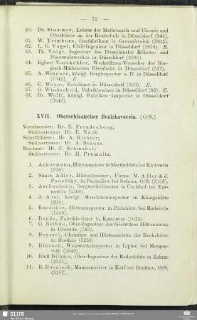 XVII. Oberschlesischer Bezirksverein.