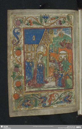 9*v: kolorierter Kupferstich: Meister S, Die Geburt Christi