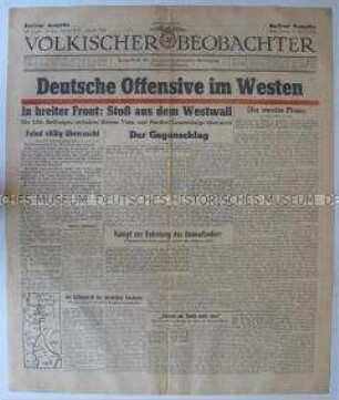 Titelblatt der Tageszeitung "Völkischer Beobachter" zur "Ardennenoffensive"