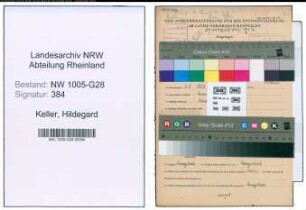 Entnazifizierung Hildegard Keller , geb. 06.02.1922 (Postassistentin)
