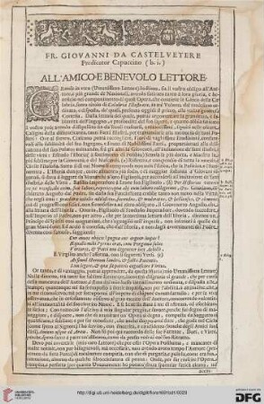 All'amico e benevolo lettore