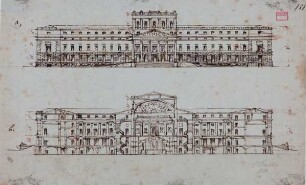 Entwurf für ein Schloss - Ansicht und Querschnitt
