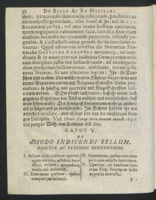 Caput V. De Modo Indicendi Bellum, Pariter Ac Personis Indicentibus.