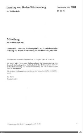 217: Landtag Baden-Württemberg, Beilagen, 1991, Bd. 40