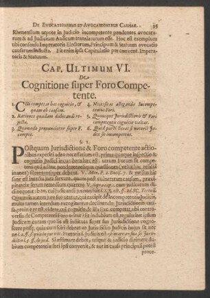 Cap. Ultimum VI. De Cognitione super Foro Competente.