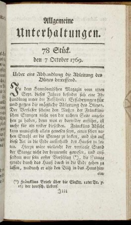 78 Stück. d. 7. October 1769.