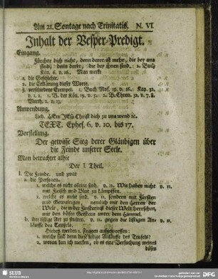 Inhalt der Vesper-Predigt [Am 21. Sontage nach Trinitatis]