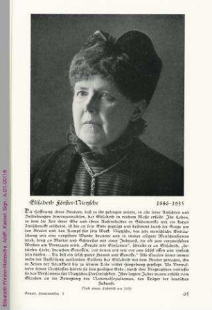 Porträt von Elisabeth Förster-Nietzsche