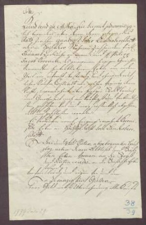 Die Erben des Philipp Jacob Korrn verkaufen an die Landesherrschaft einen Hausplatz zu Durlach
