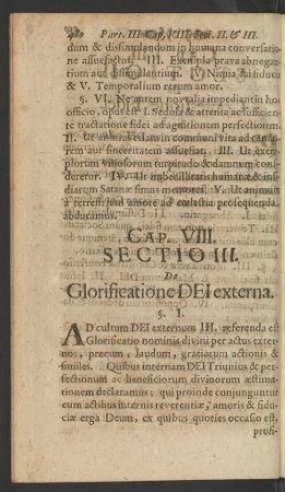[...] Sectio III. De Glorificatione Dei externa.