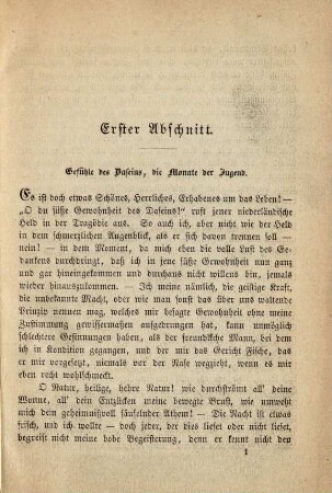 Erster Abschnitt. Gefühle des Daseins, die Monate der Jugend
