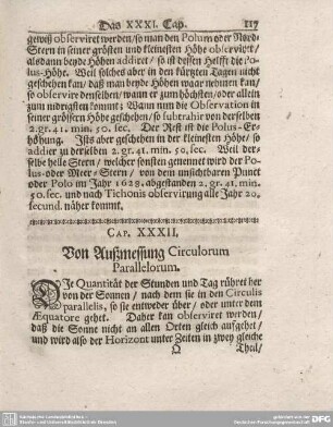 Cap. XXXII. Von Außmessung Circulorum Parallelorum.