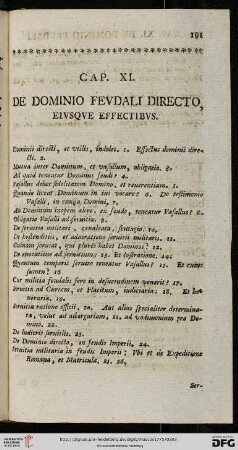 Cap. XI.: De dominio feudali directo, eiusque effectibus
