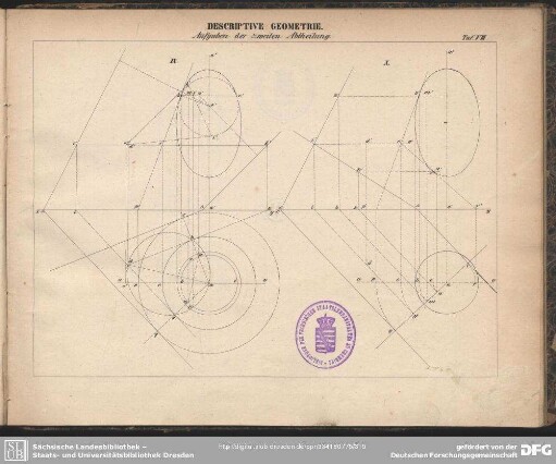 Descriptive Geometrie. Aufgaben der zweiten Abtheilung. Taf. VIII
