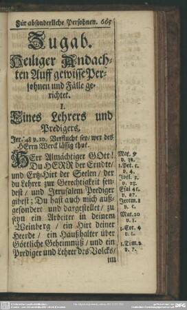 Zugab. Heiliger Andachten Auff gewisse Persohnen und Fälle gerichtet