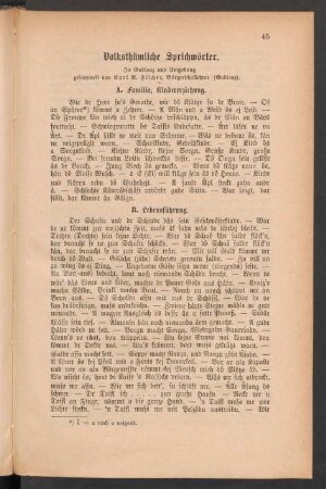 Volksthümliche Sprichwörter