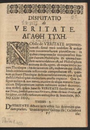 Disputatio de Veritate.