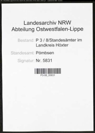 Sterberegister Standesamt Pömbsen