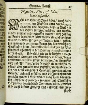 Natales, Vita, & Mors beatæ defunctæ.