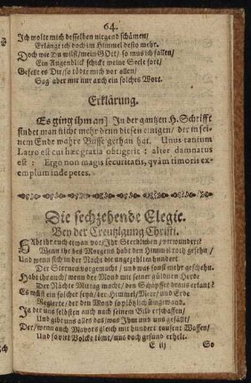 Die sechzehende Elegie. Bey der Creutzigung Christi.