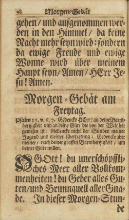 Morgen-Gebät am Freytag