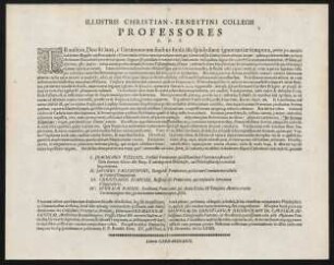 Illustris Christian-Ernestini Collegii Professores L. B. S.