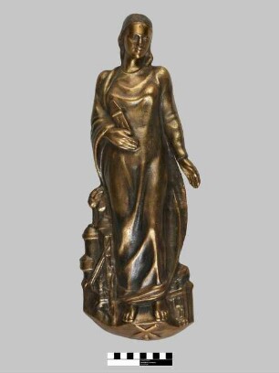 Bronzeplastik, Heilige Barbara mit Turm