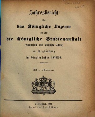 Jahres-Bericht. 1873/74