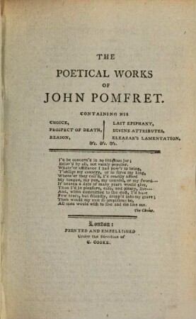The poetical works of John Pomfret : with the life of the author