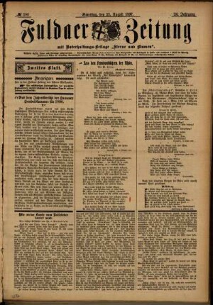 Zweite Ausgabe vom Samstag, den 21. August 1897.