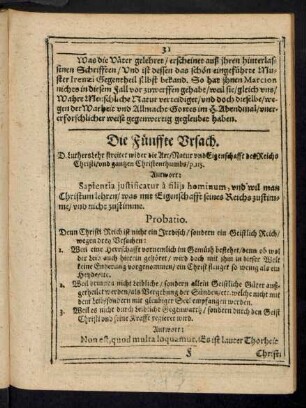 Die Fünffte Ursach.