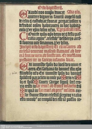 Incipit ordo baptisterii ...