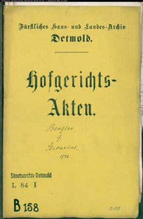 Benzler (Benseler), Anton Henrich gegen Konduktor Stivarius zu Braunenbruch