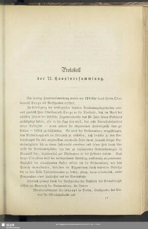 Protokoll der 72. Hauptversammlung