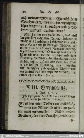 XIIII. Betrachtung. 1. Cor. 7. v. 8.