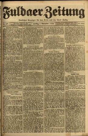 Ausgabe vom Freitag, den 05. November 1920.