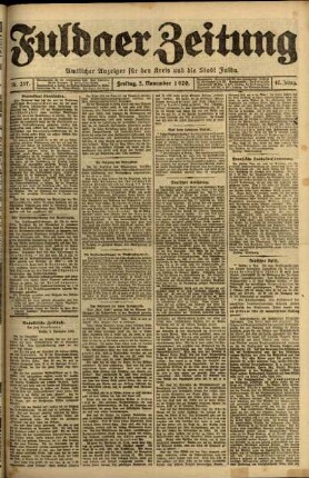 Ausgabe vom Freitag, den 05. November 1920.