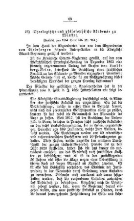 Theologische und philosophische Akademie zu Münster : [I. Akademien und Universitäten]