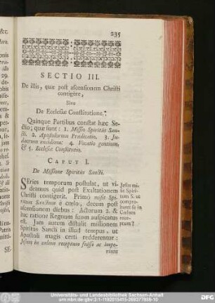Caput I. De Missione Spiritûs Sancti.