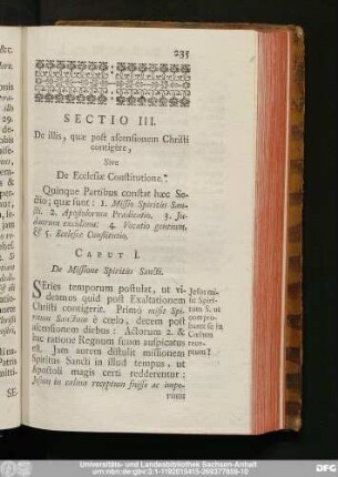 Caput I. De Missione Spiritûs Sancti.