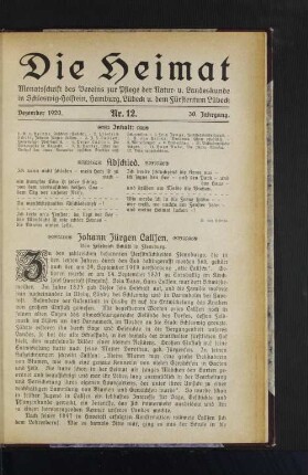 Dezember 1920. Nr. 12. 30. Jahrgang.