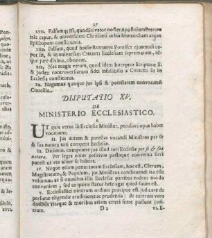 Disputatio XV. De Ministerio Ecclesiastico.