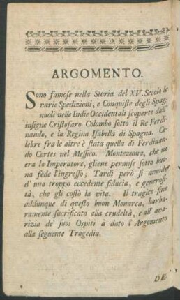 Argomento = Inhalt des Trauerspiels