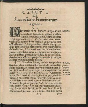 Caput I. De Successione Foeminarum in genere.