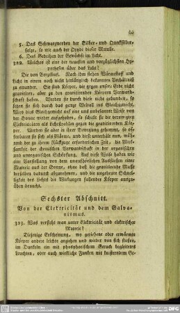 Sechster Abschnitt. Von der Elektricität und dem Galvanismus